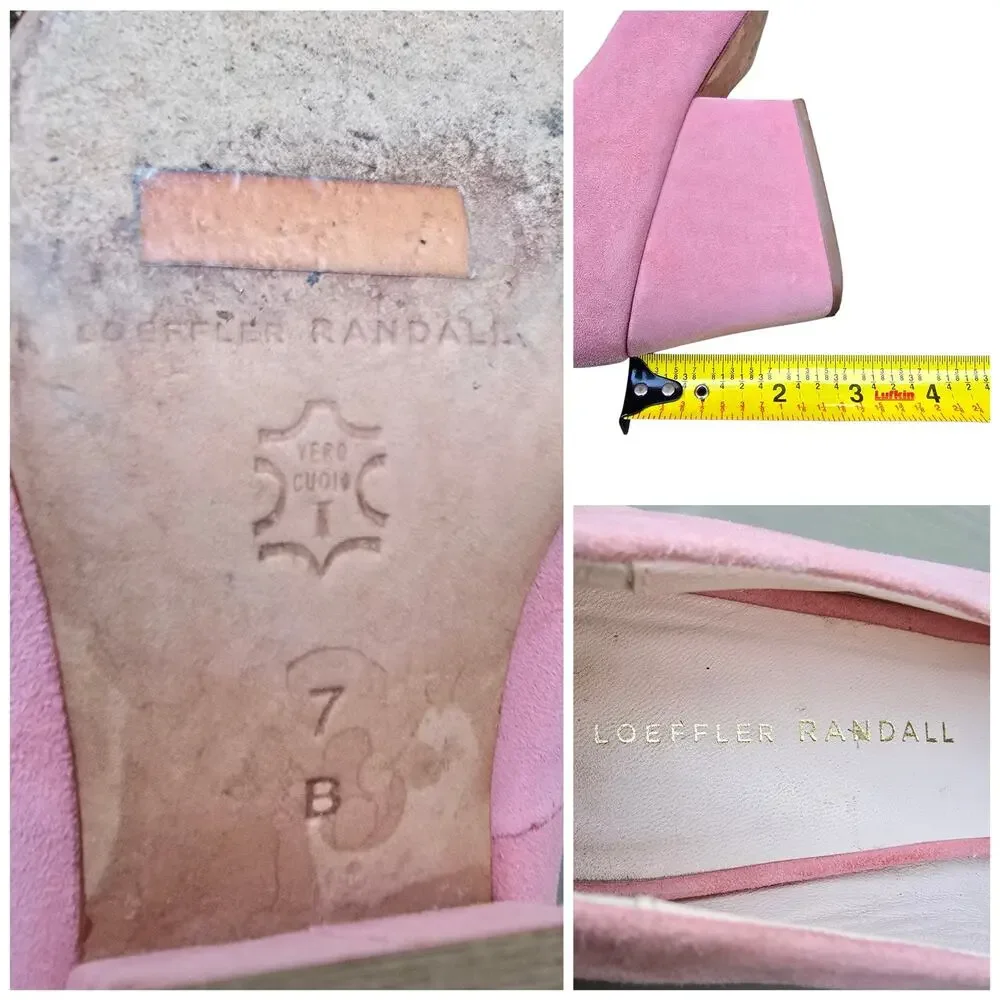 Loeffler Randall Pink Suede Pumps Size 7 Block Heel Leather Sole Pointed Toe